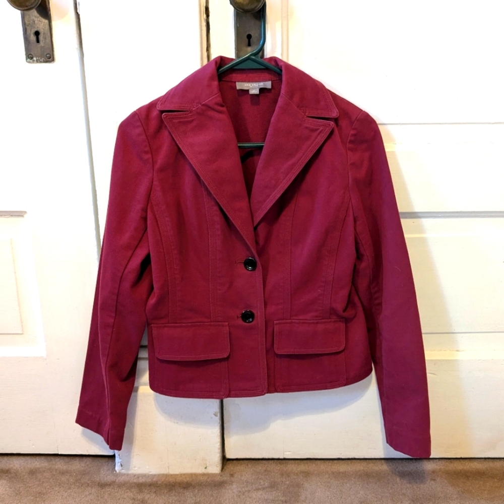 Ann Taylor maroon 2 button fitted lined vintage blazer 4P